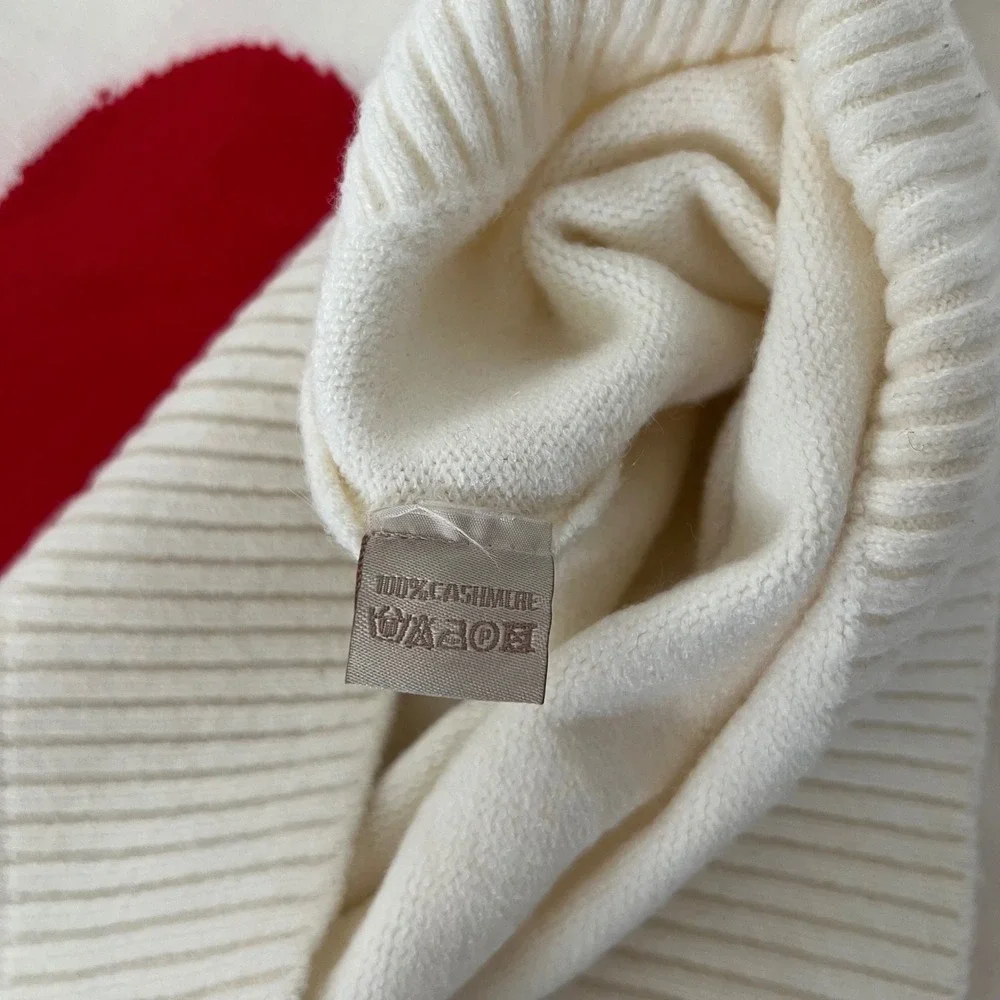 Jayley Collection Love Heart White Cashmere Jumper‎ Sweater SZ S/M